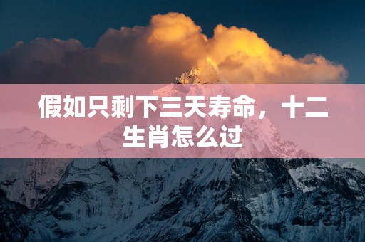 假如只剩下三天寿命，十二生肖怎么过