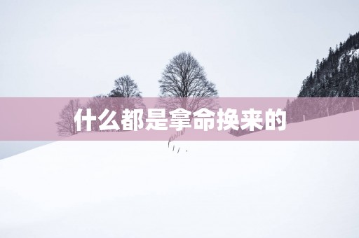 什么都是拿命换来的