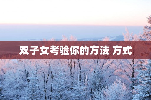 双子女考验你的方法 方式