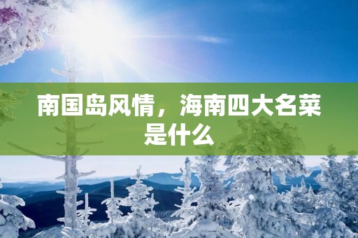 南国岛风情，海南四大名菜是什么