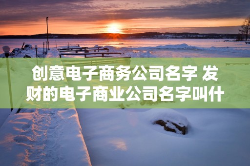 创意电子商务公司名字 发财的电子商业公司名字叫什么