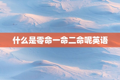什么是零命一命二命呢英语