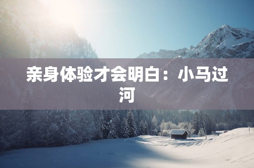 亲身体验才会明白：小马过河