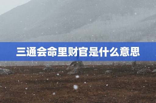 三通会命里财官是什么意思