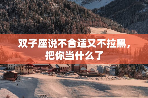 双子座说不合适又不拉黑，把你当什么了