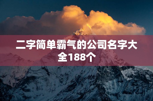 二字简单霸气的公司名字大全188个