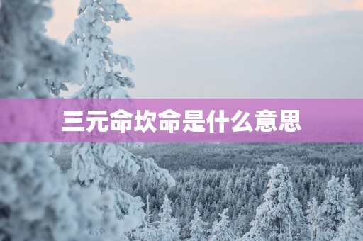 三元命坎命是什么意思