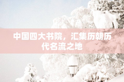 中国四大书院，汇集历朝历代名流之地