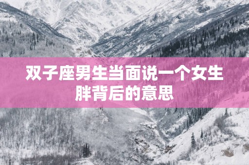 双子座男生当面说一个女生胖背后的意思