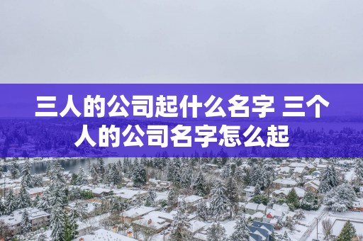 三人的公司起什么名字 三个人的公司名字怎么起