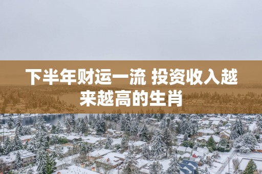 下半年财运一流 投资收入越来越高的生肖