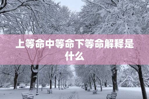 上等命中等命下等命解释是什么