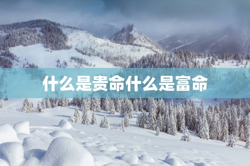 什么是贵命什么是富命