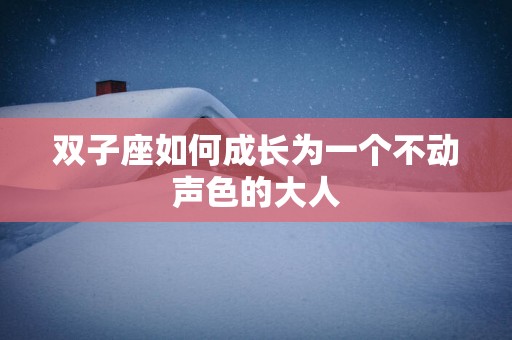 双子座如何成长为一个不动声色的大人