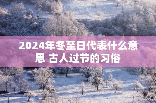 2025年冬至日代表什么意思 古人过节的习俗