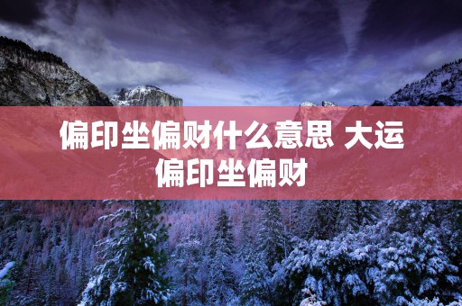 偏印坐偏财什么意思 大运偏印坐偏财