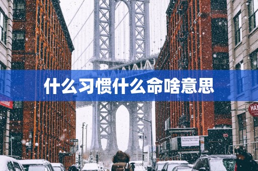 什么习惯什么命啥意思