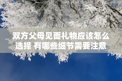 双方父母见面礼物应该怎么选择 有哪些细节需要注意