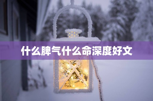 什么脾气什么命深度好文