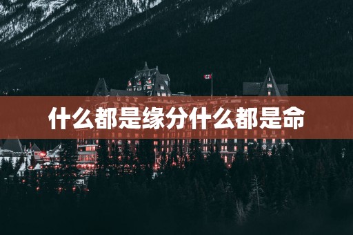 什么都是缘分什么都是命