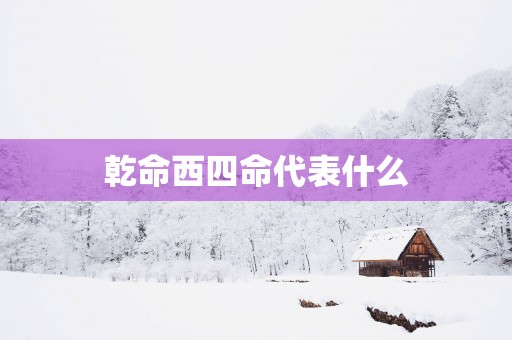 乾命西四命代表什么