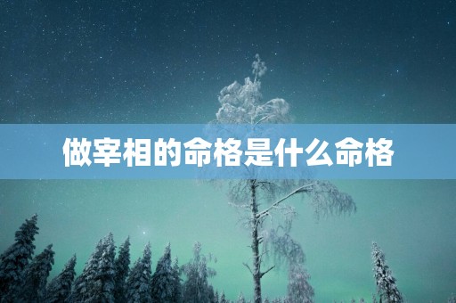 做宰相的命格是什么命格