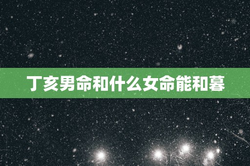 丁亥男命和什么女命能和暮