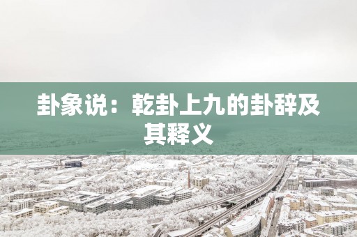 卦象说：乾卦上九的卦辞及其释义