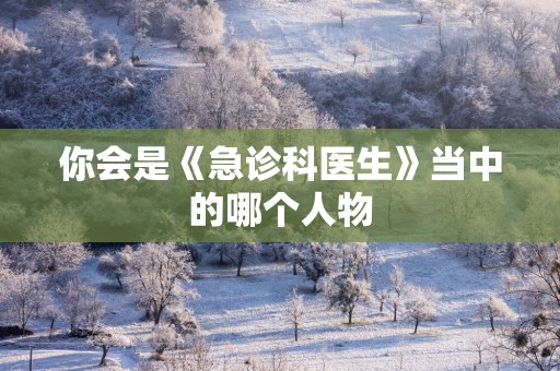 你会是《急诊科医生》当中的哪个人物