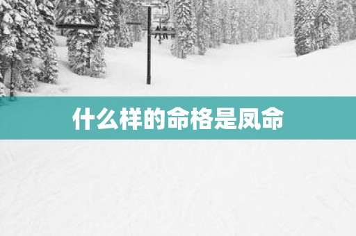 什么样的命格是凤命