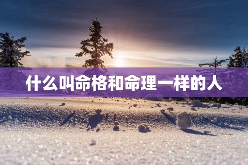 什么叫命格和命理一样的人