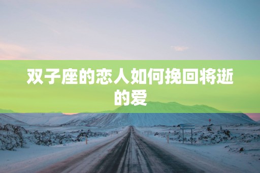 双子座的恋人如何挽回将逝的爱