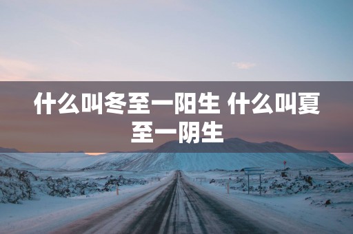 什么叫冬至一阳生 什么叫夏至一阴生