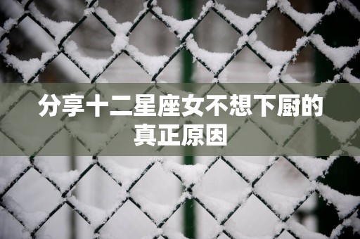 分享十二星座女不想下厨的真正原因