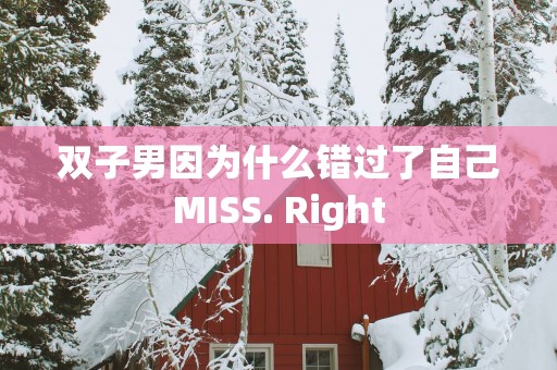 双子男因为什么错过了自己MISS. Right
