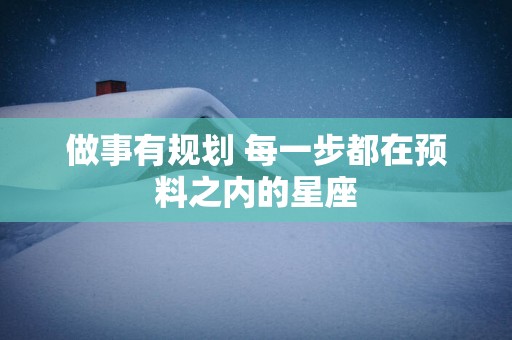 做事有规划 每一步都在预料之内的星座
