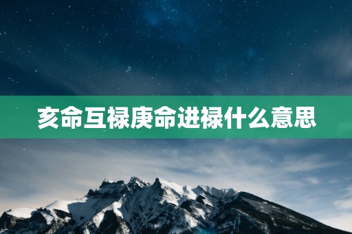亥命互禄庚命进禄什么意思