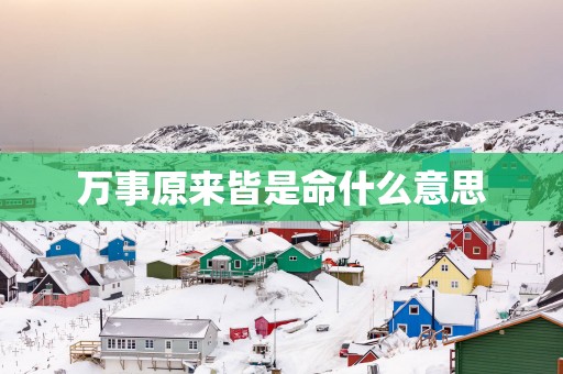 万事原来皆是命什么意思