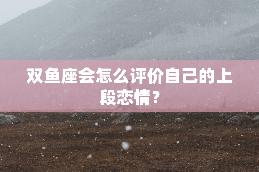 双鱼座会怎么评价自己的上段恋情？