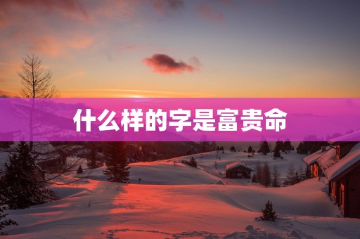 什么样的字是富贵命
