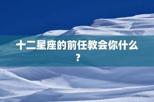 十二星座的前任教会你什么？