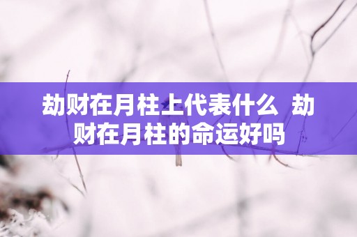 劫财在月柱上代表什么  劫财在月柱的命运好吗
