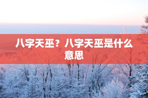 八字天巫？八字天巫是什么意思
