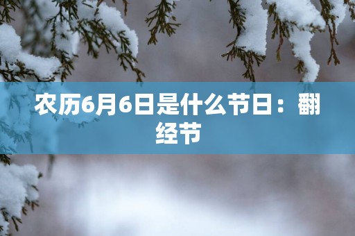 农历6月6日是什么节日：翻经节