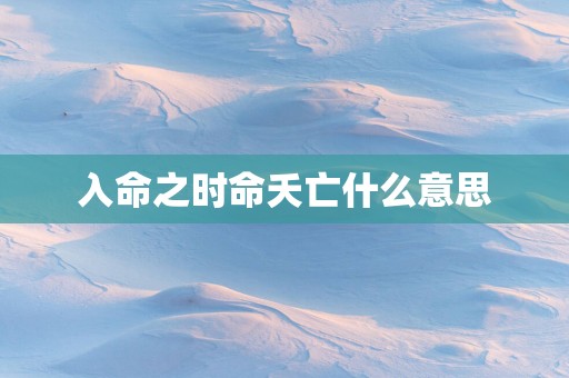 入命之时命夭亡什么意思