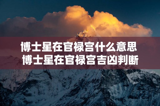 博士星在官禄宫什么意思 博士星在官禄宫吉凶判断