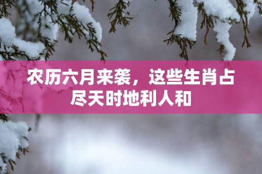 农历六月来袭，这些生肖占尽天时地利人和