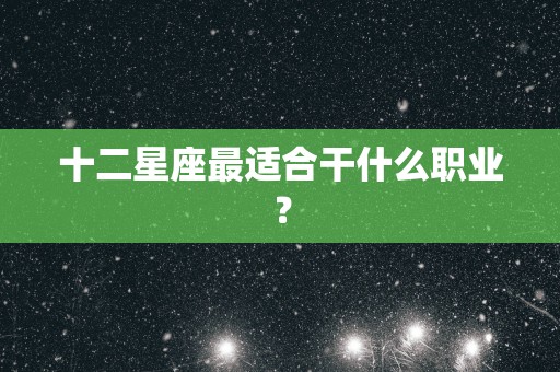 十二星座最适合干什么职业？