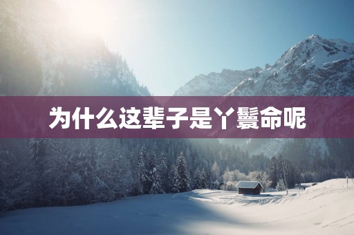 为什么这辈子是丫鬟命呢