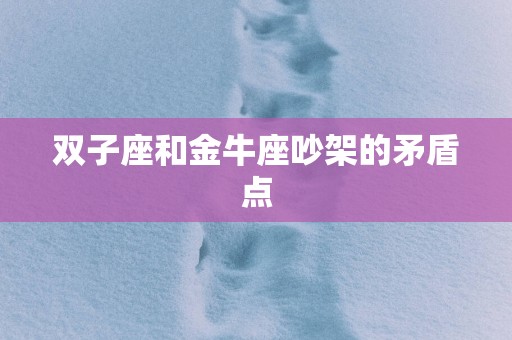 双子座和金牛座吵架的矛盾点